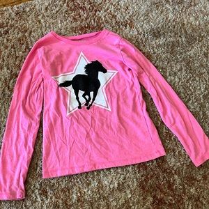 Oshkosh Girls size 8 Pink Horse long sleeve shirt